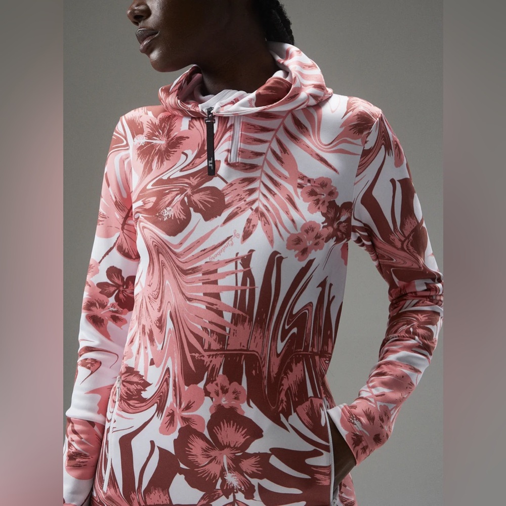 J. Lindeberg White and Pink Floral Sweatshirt